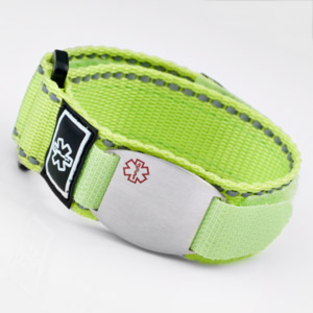 Medical Alert Velcro Sport Strap Band Bracelet with Engraveable Plaque (Various Colours) image 1